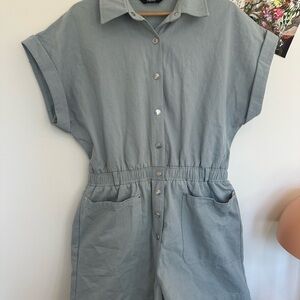DOKOTOO gray short jumpsuit NWOT size L‎
